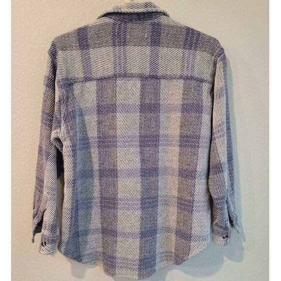 Vintage Punch Mens Long Sleeve Button Shirt M Blue Cotton Textured Front Pocket - Picture 2 of 4